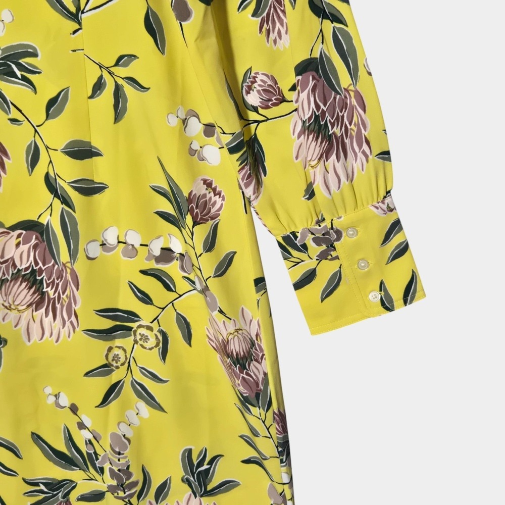 LOFT Boatneck Floral Shift Dress Yellow 10 Cottagecore Spring Garden Brunch NWT - Picture 4 of 12